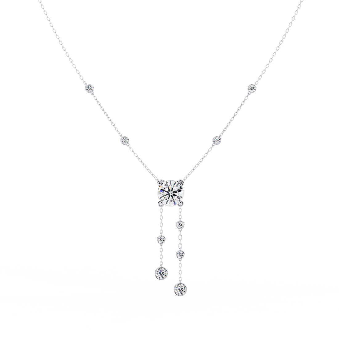 Bezel multi drop pendant necklace