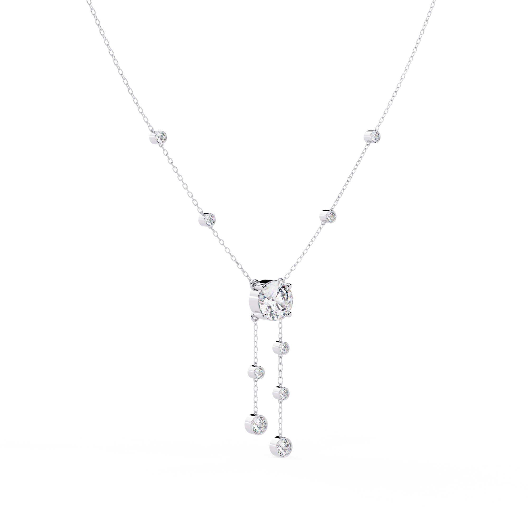 Bezel multi drop pendant necklace