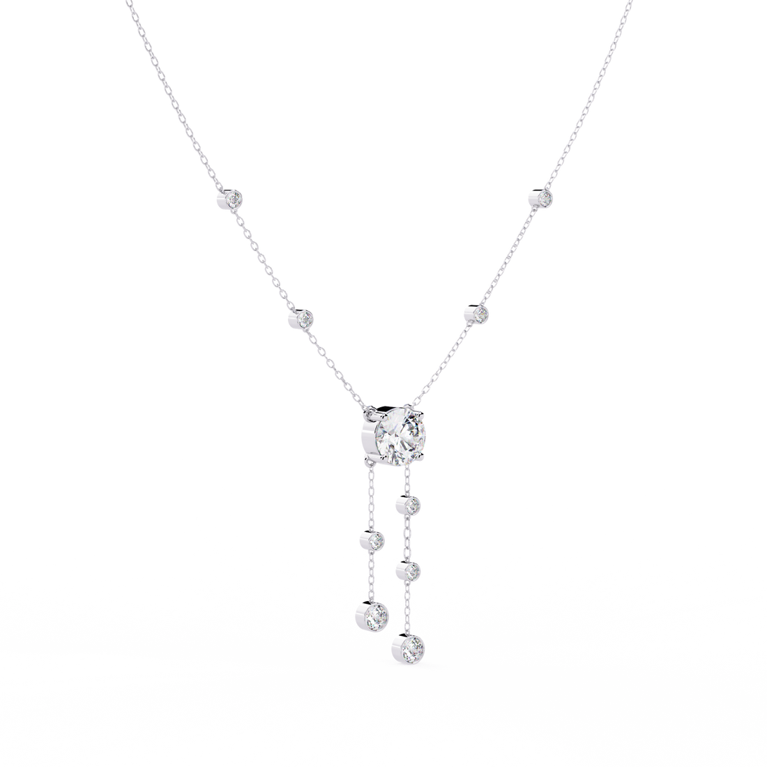 Bezel multi drop pendant necklace