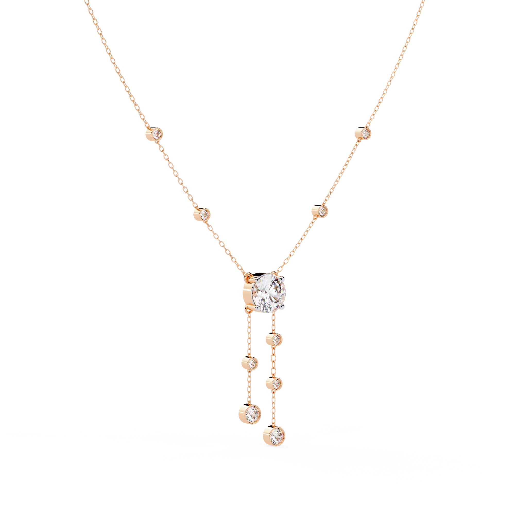 Bezel multi drop pendant necklace