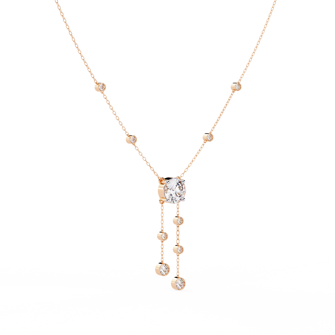 Bezel multi drop pendant necklace