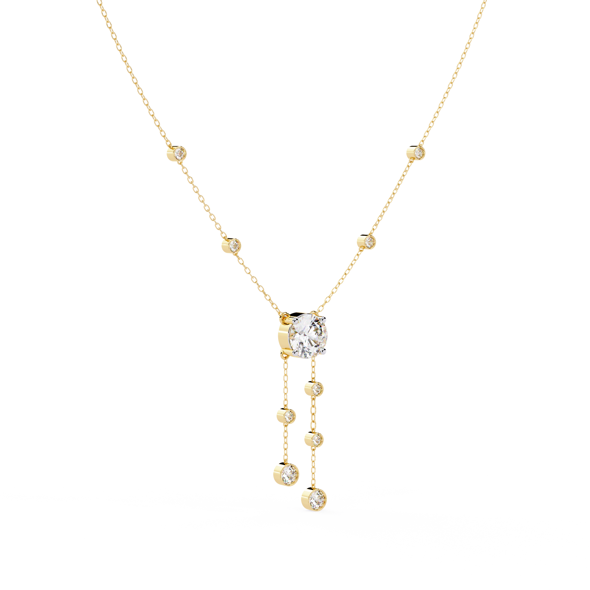 Bezel multi drop pendant necklace