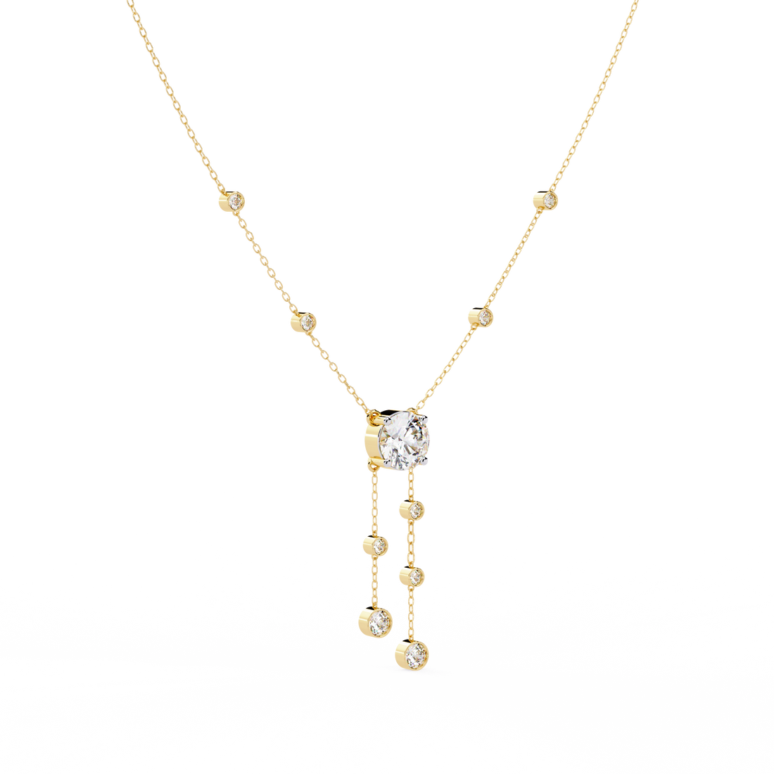 Bezel multi drop pendant necklace