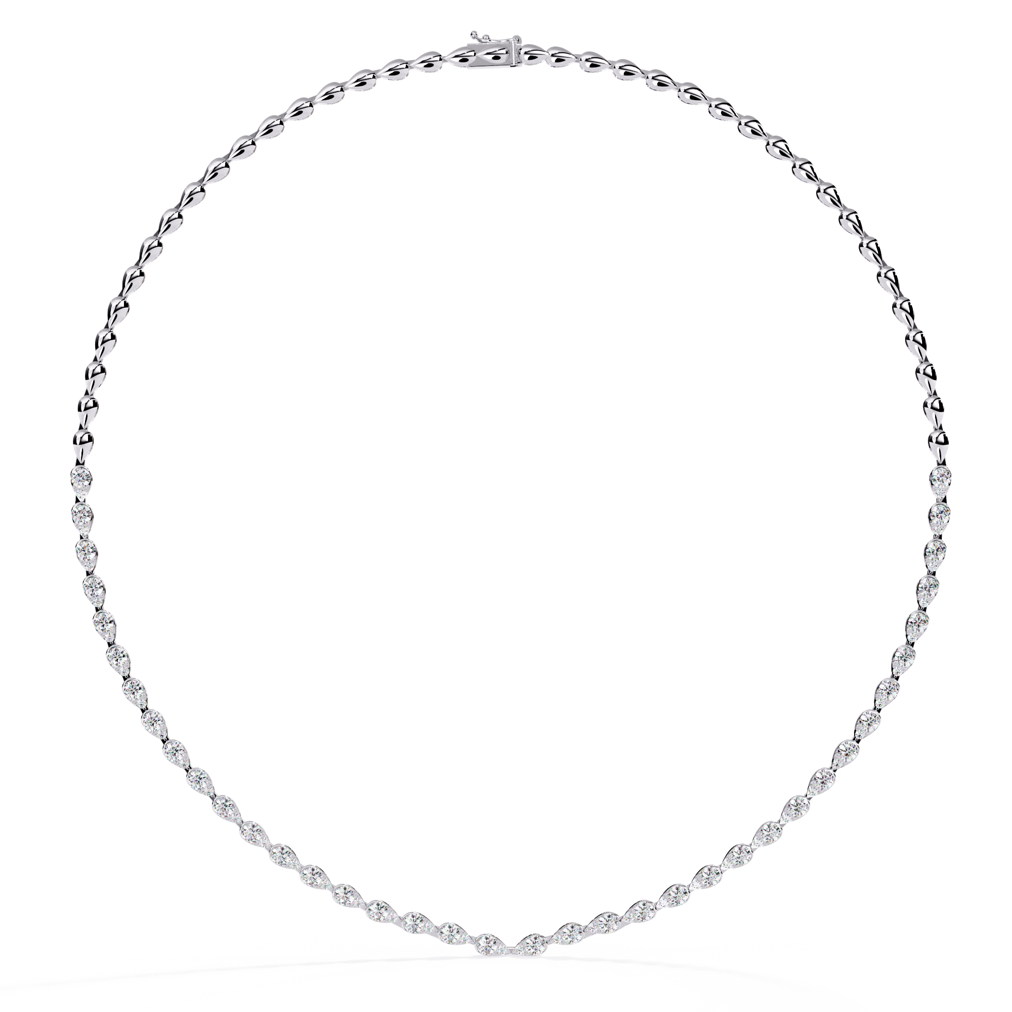 Sutra Elegant Pear Tennis Necklace | 925 Sterling Silver