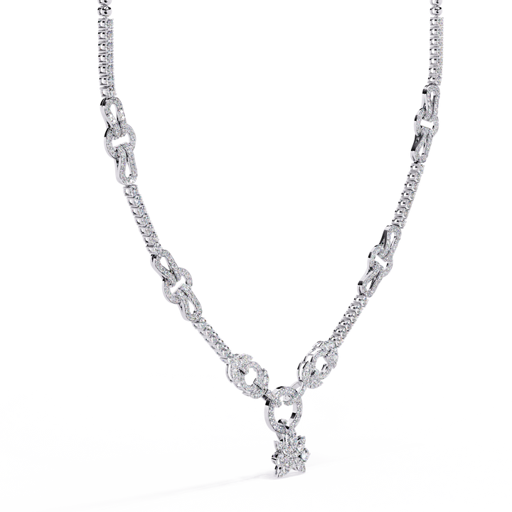 Linked Circle & Floral Natural Necklace | 925 Sterling Silver