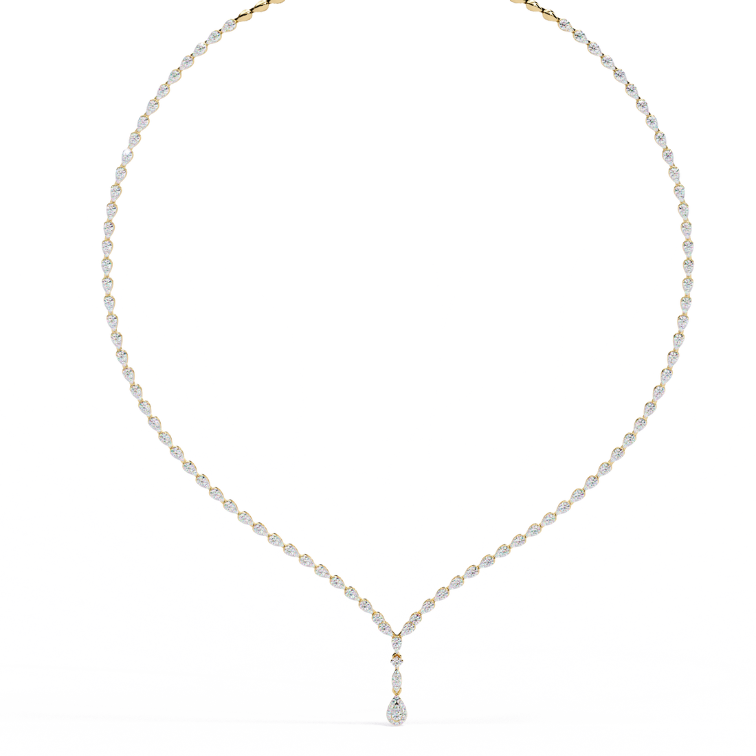 V-Drop Tennis Necklace | 925 Sterling Silver