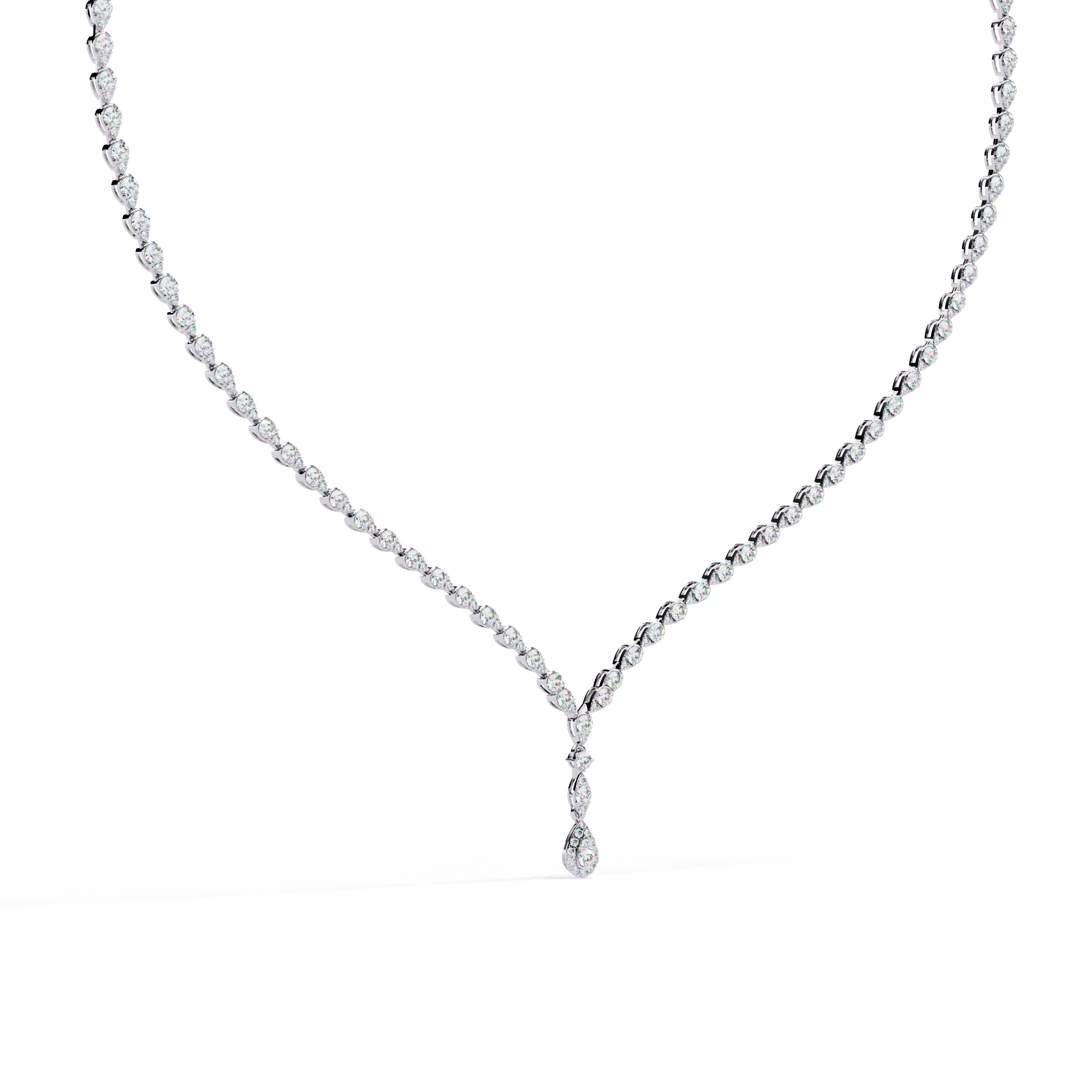 V-Drop Tennis Necklace | 925 Sterling Silver