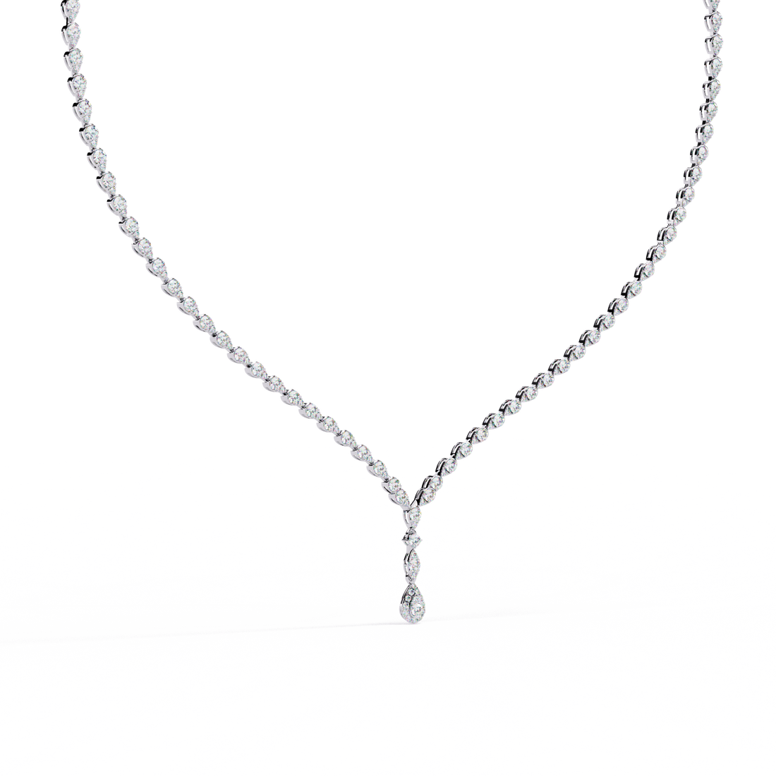 V-Drop Tennis Necklace | 925 Sterling Silver