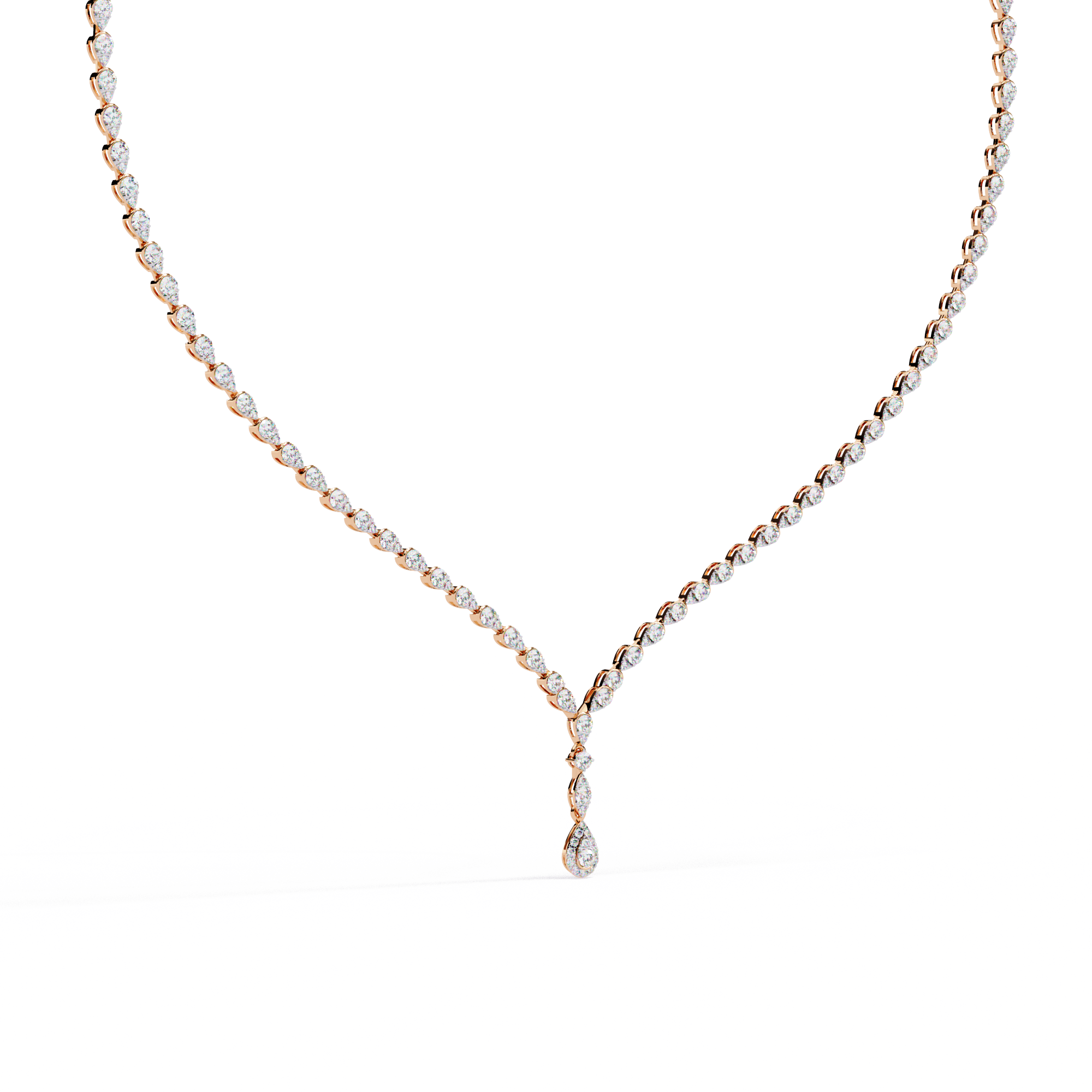 V-Drop Tennis Necklace | 925 Sterling Silver