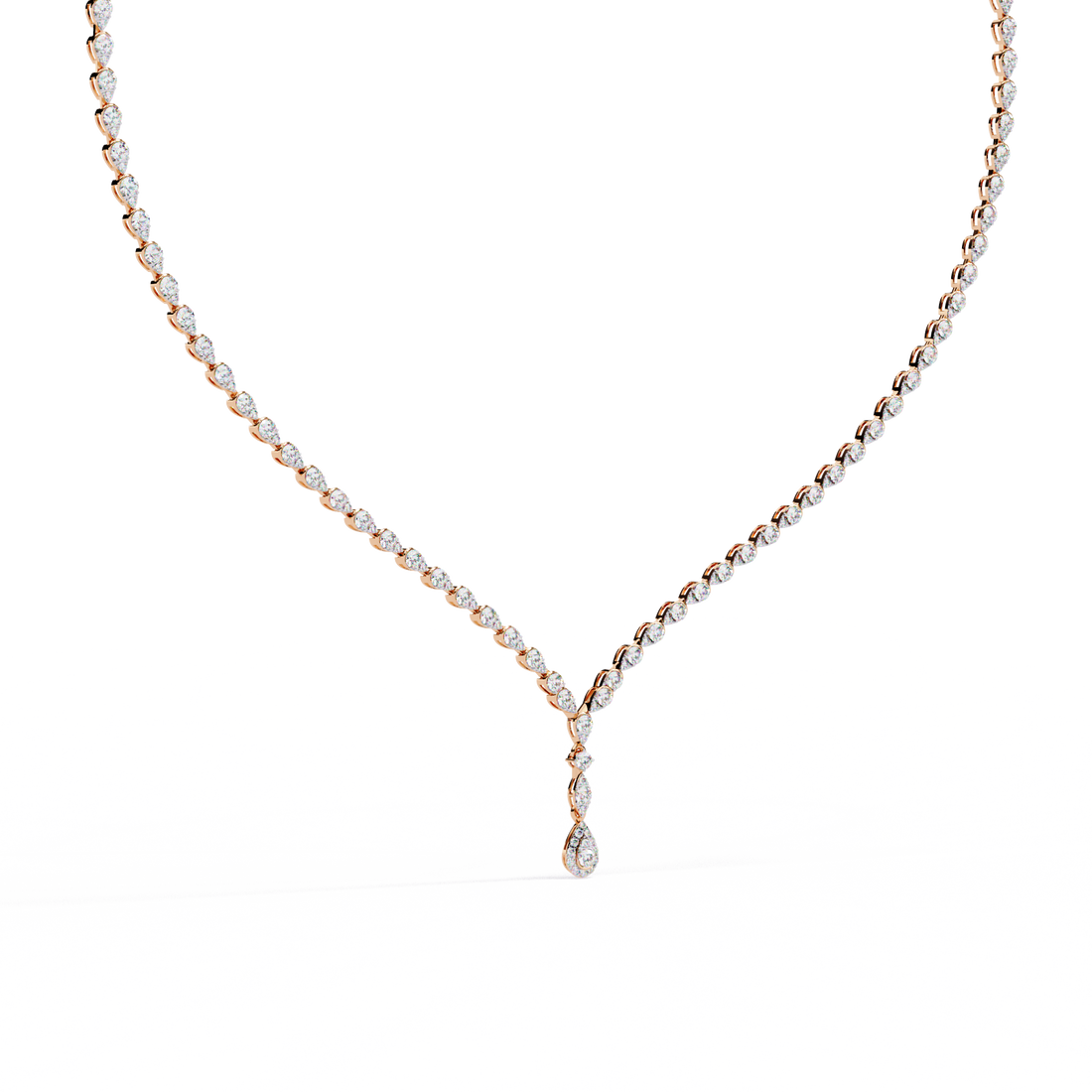 V-Drop Tennis Necklace | 925 Sterling Silver