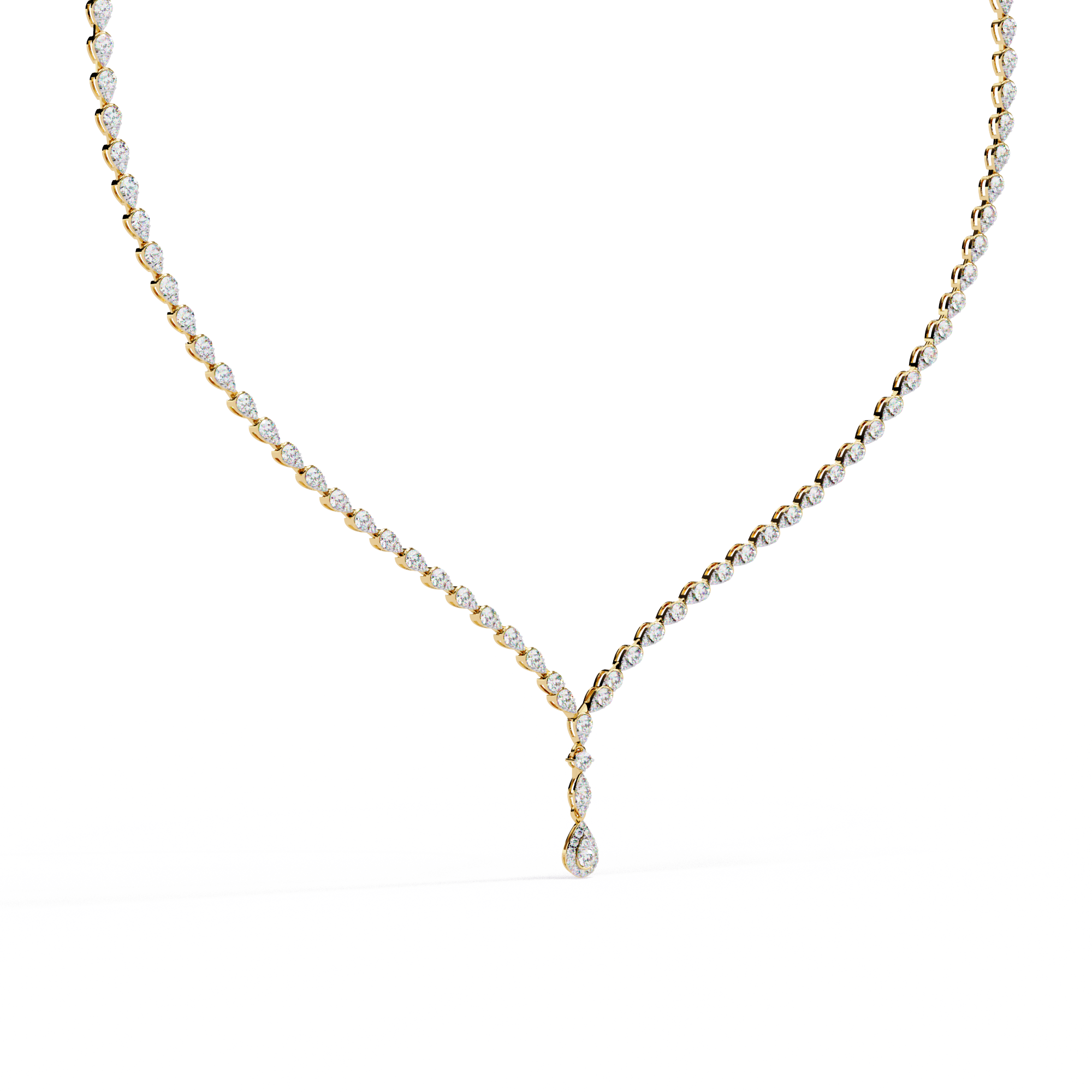 V-Drop Tennis Necklace | 925 Sterling Silver