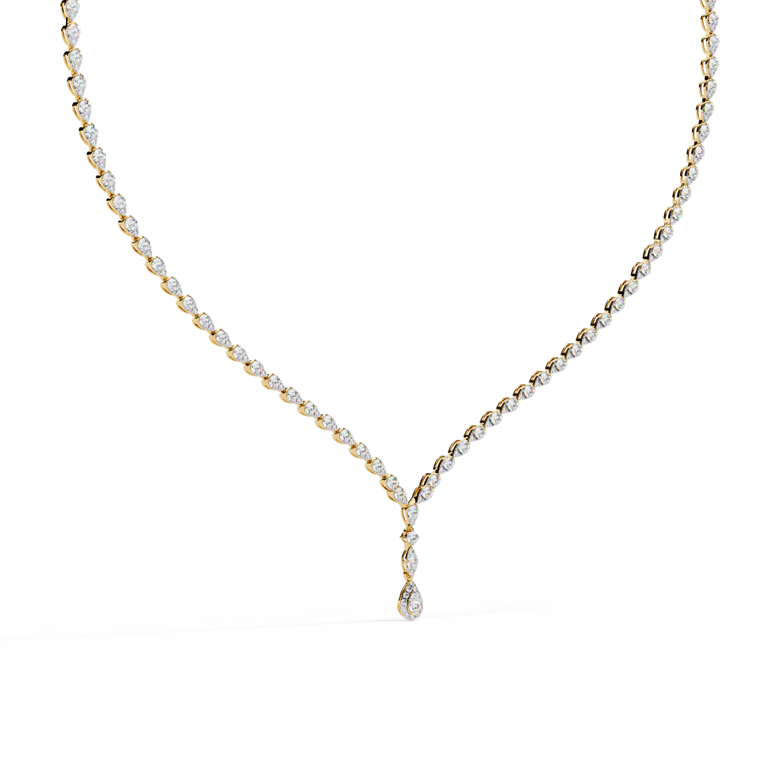V-Drop Tennis Necklace | 925 Sterling Silver