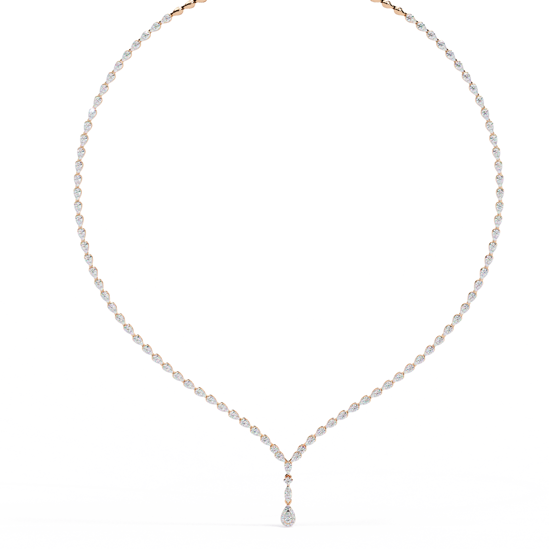 V-Drop Tennis Necklace | 925 Sterling Silver