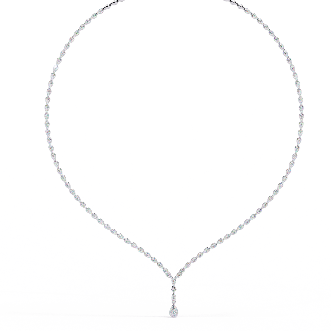 V-Drop Tennis Necklace | 925 Sterling Silver