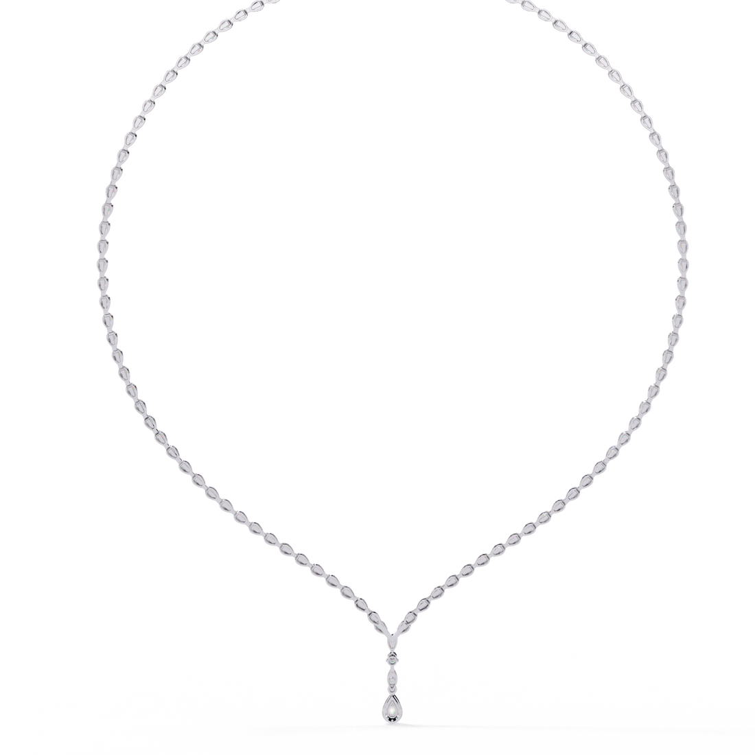 V-Drop Tennis Necklace | 925 Sterling Silver