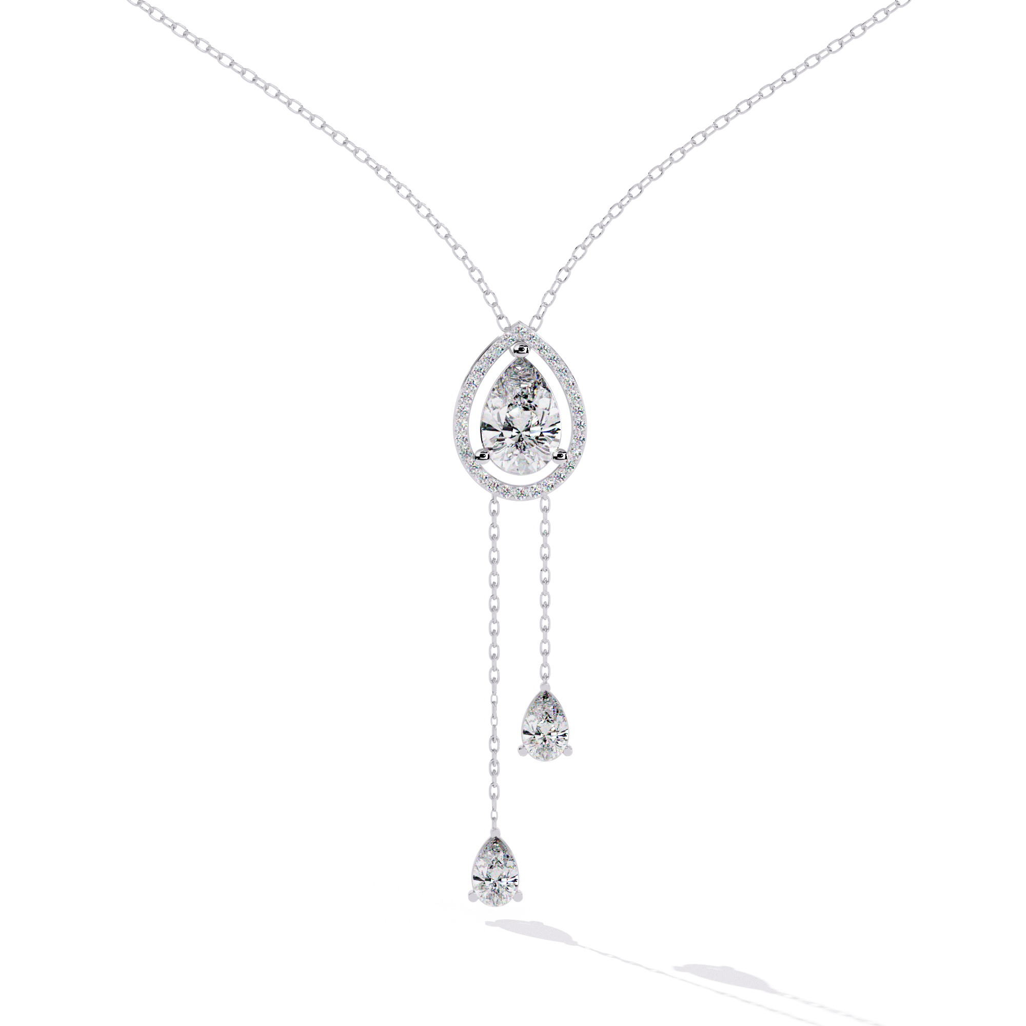 Double Drop Natural Pendant Necklace | 925 Sterling Silver