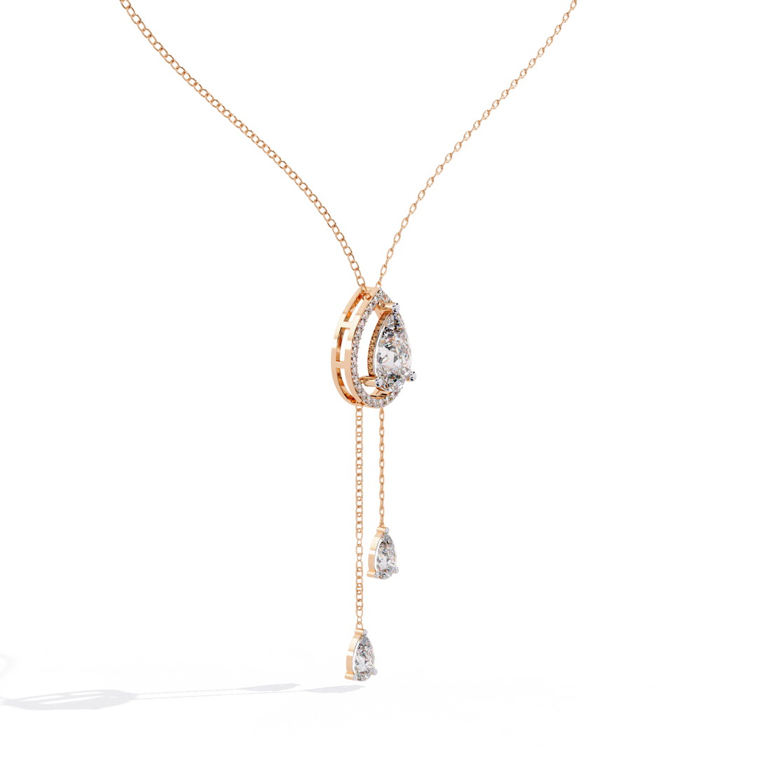 Double Drop Natural Pendant Necklace | 925 Sterling Silver
