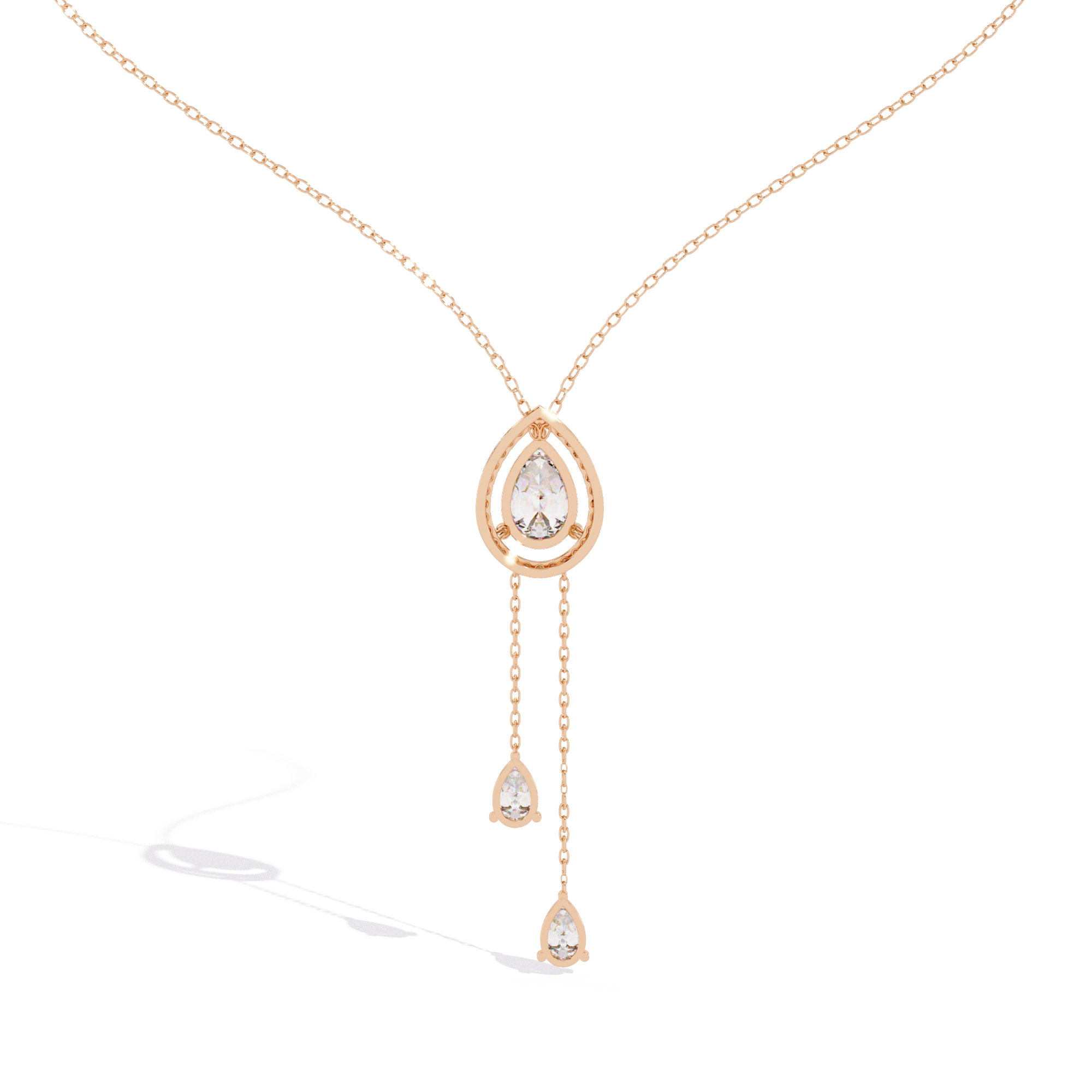 Double Drop Natural Pendant Necklace | 925 Sterling Silver