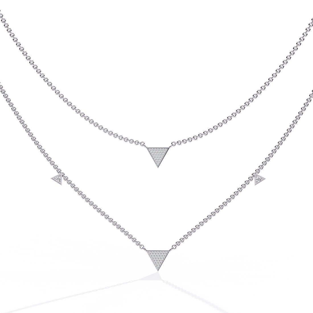 Layered Geometric Triangle Necklace | 925 Sterling Silver