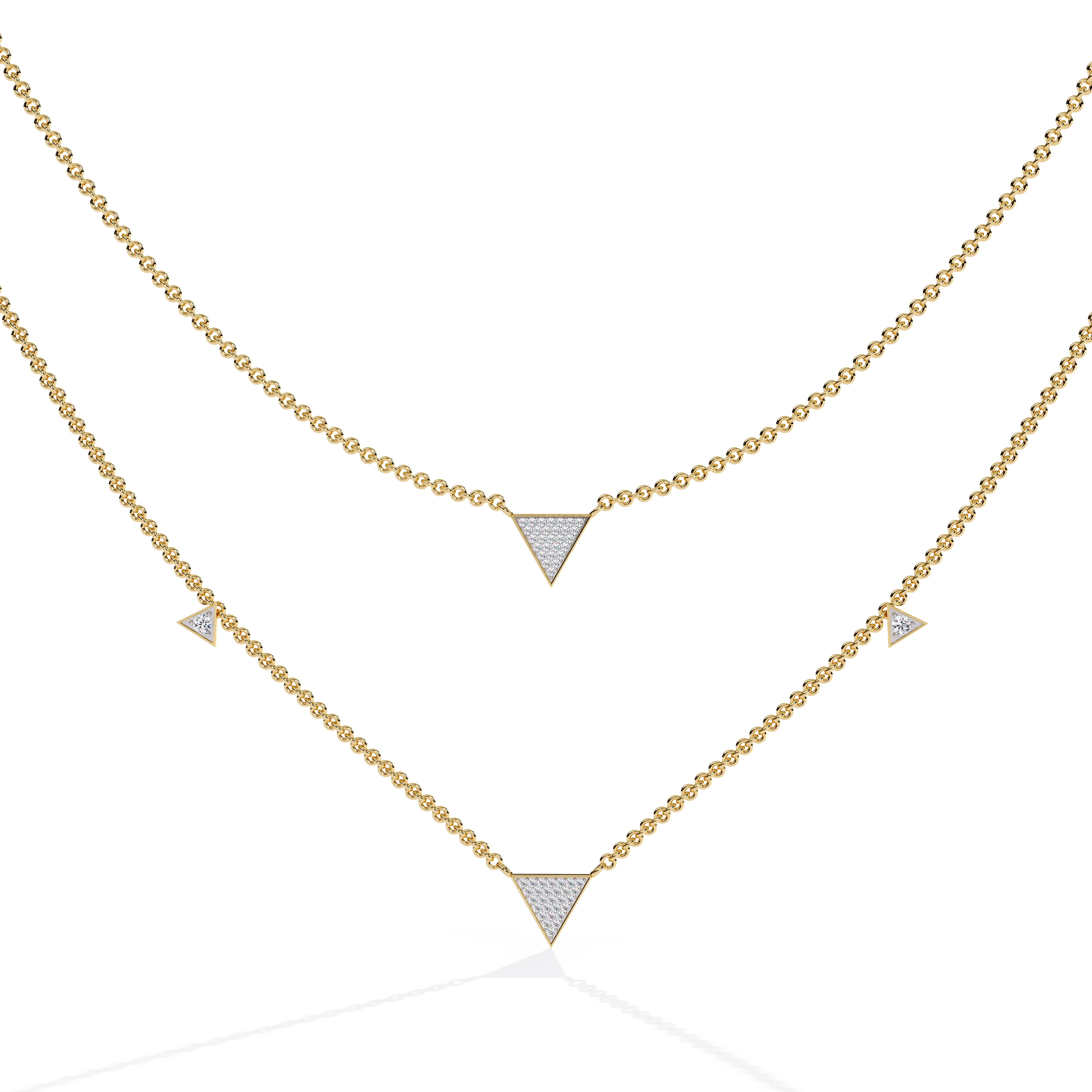 Layered Geometric Triangle Necklace | 925 Sterling Silver