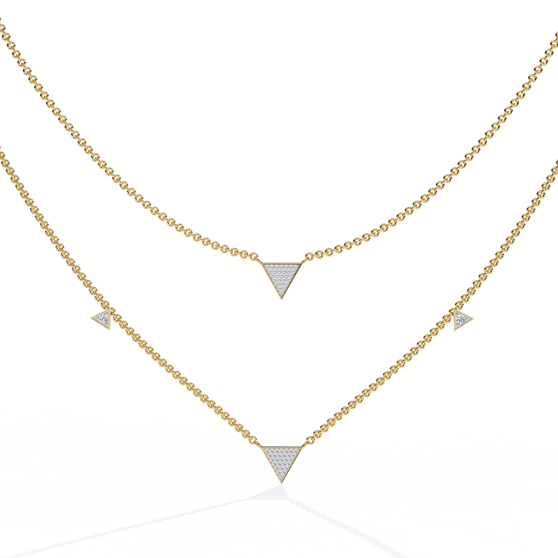 Layered Geometric Triangle Necklace | 925 Sterling Silver