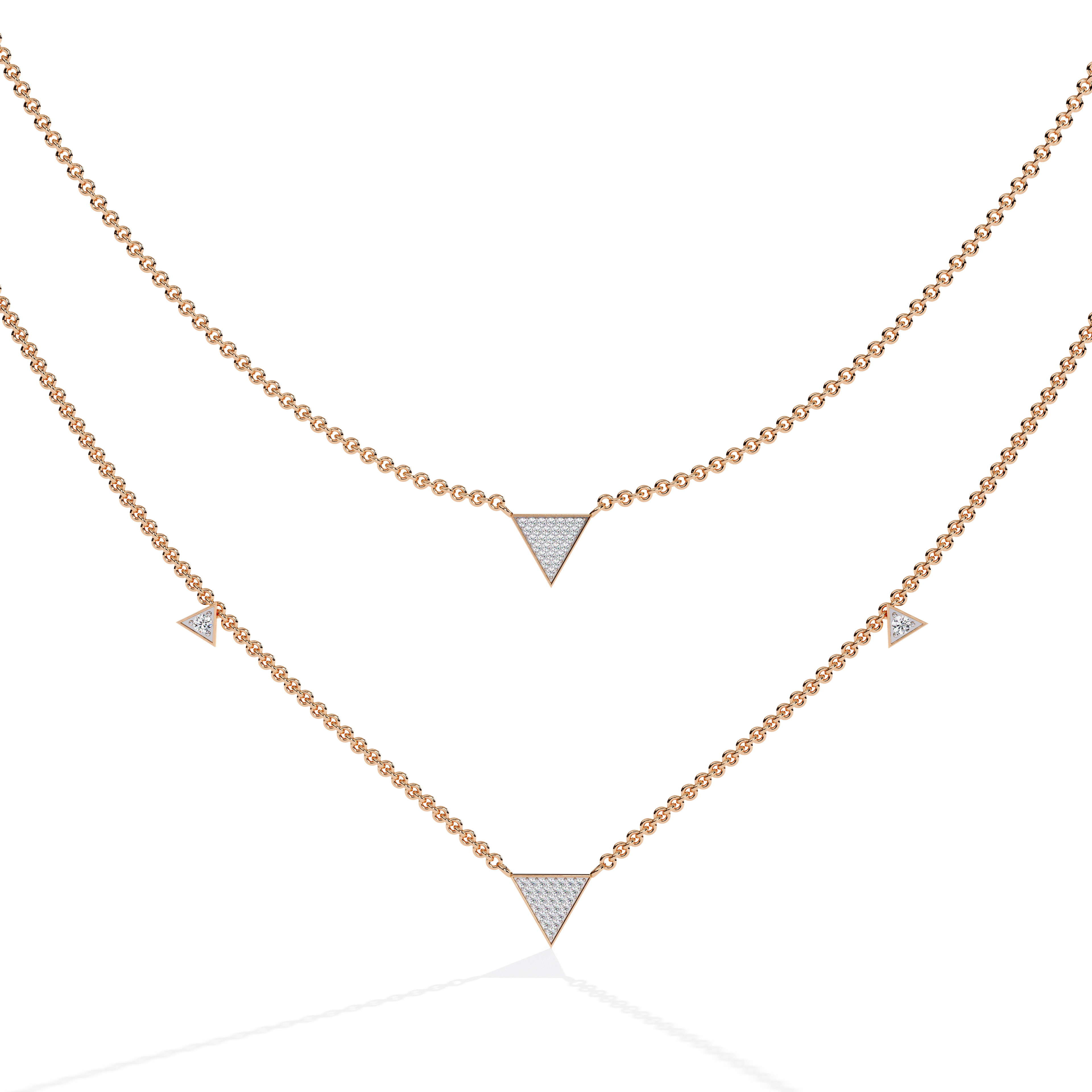 Layered Geometric Triangle Necklace | 925 Sterling Silver
