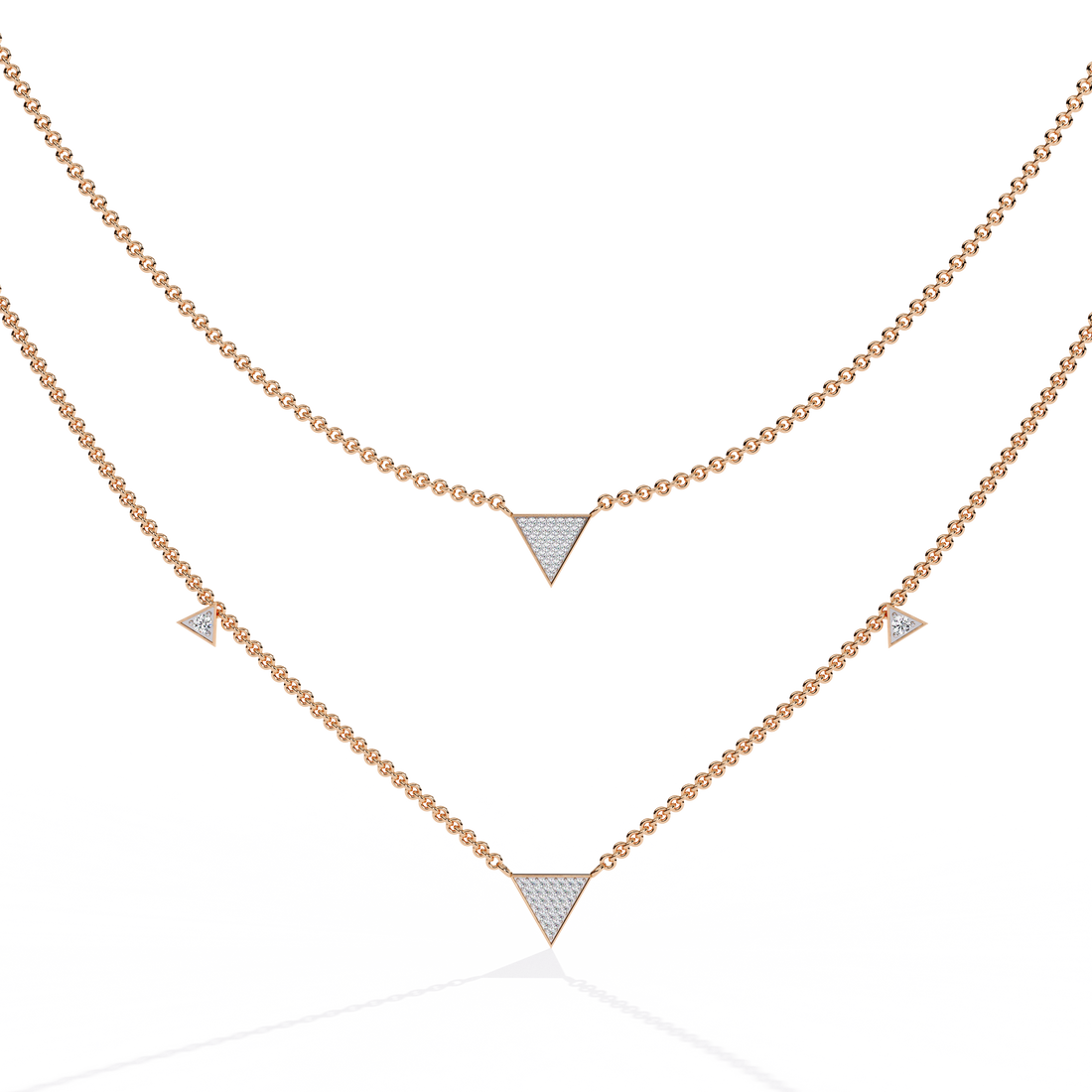 Layered Geometric Triangle Necklace | 925 Sterling Silver