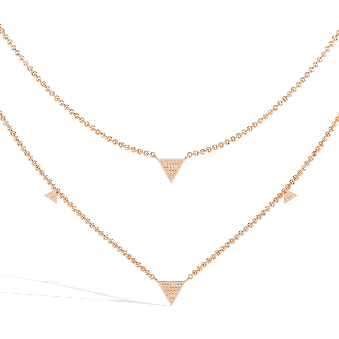 Layered Geometric Triangle Necklace | 925 Sterling Silver