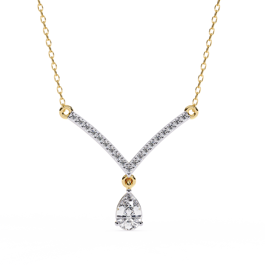 Ethereal V-Curve Pear Drop Necklace | 925 Sterling Silver
