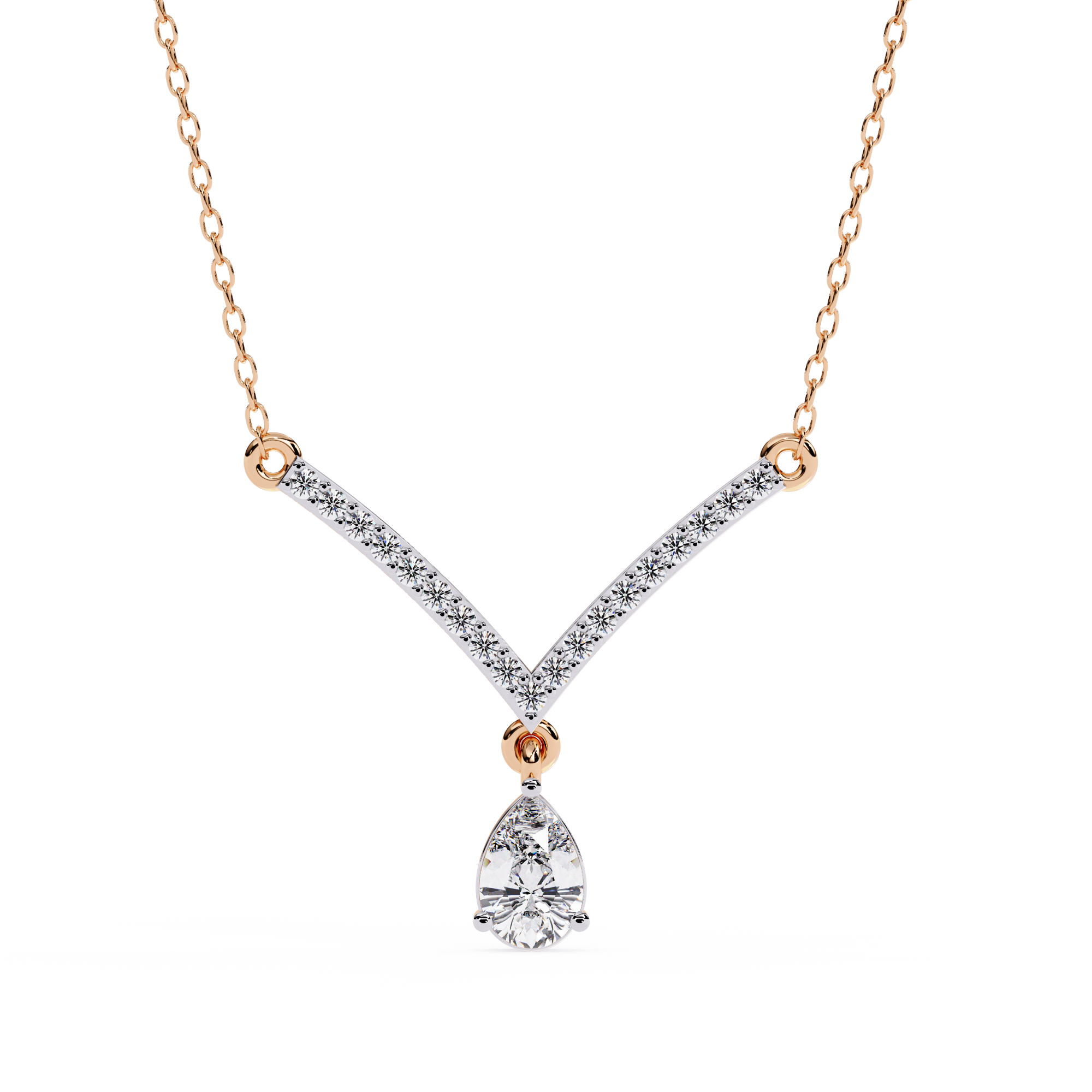 Ethereal V-Curve Pear Drop Necklace | 925 Sterling Silver