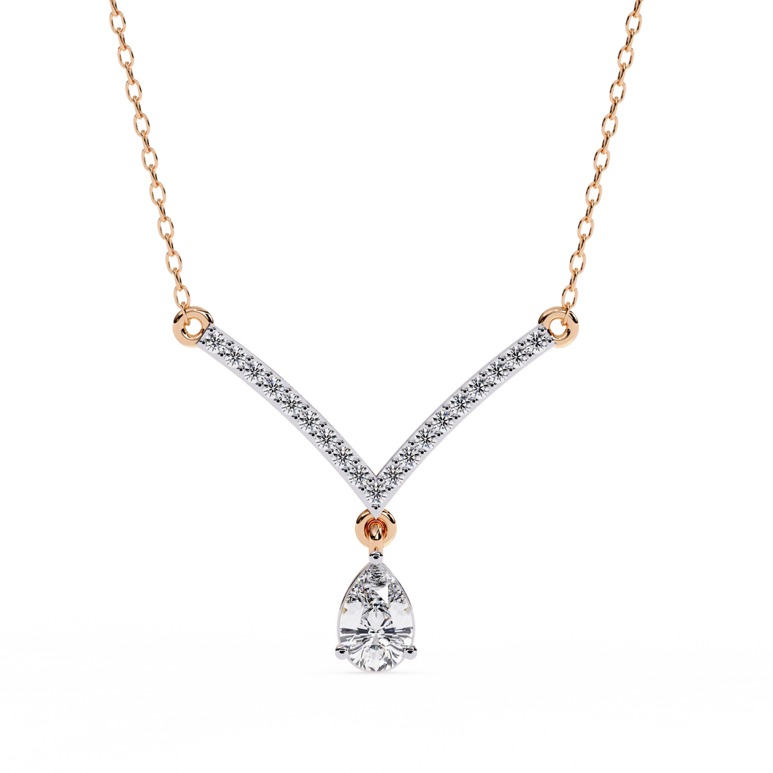 Ethereal V-Curve Pear Drop Necklace | 925 Sterling Silver