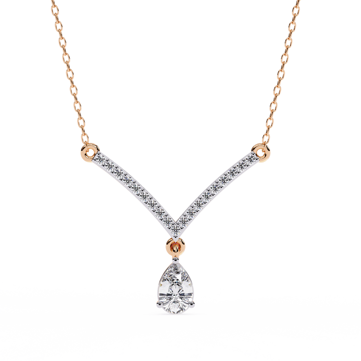 Ethereal V-Curve Pear Drop Necklace | 925 Sterling Silver