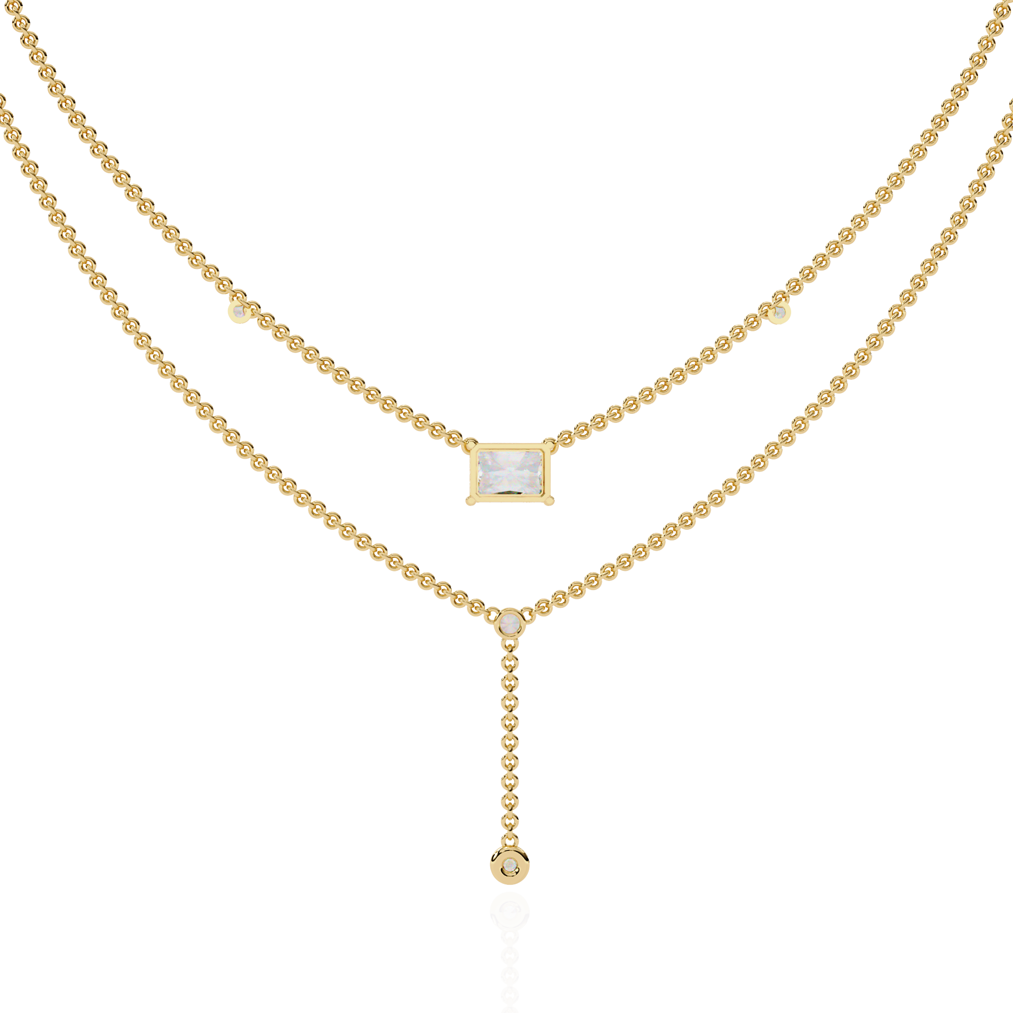 Timeless Elegance Square Cut Cascade Necklace | 925 Sterling Silver