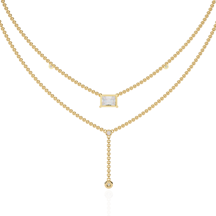 Timeless Elegance Square Cut Cascade Necklace | 925 Sterling Silver