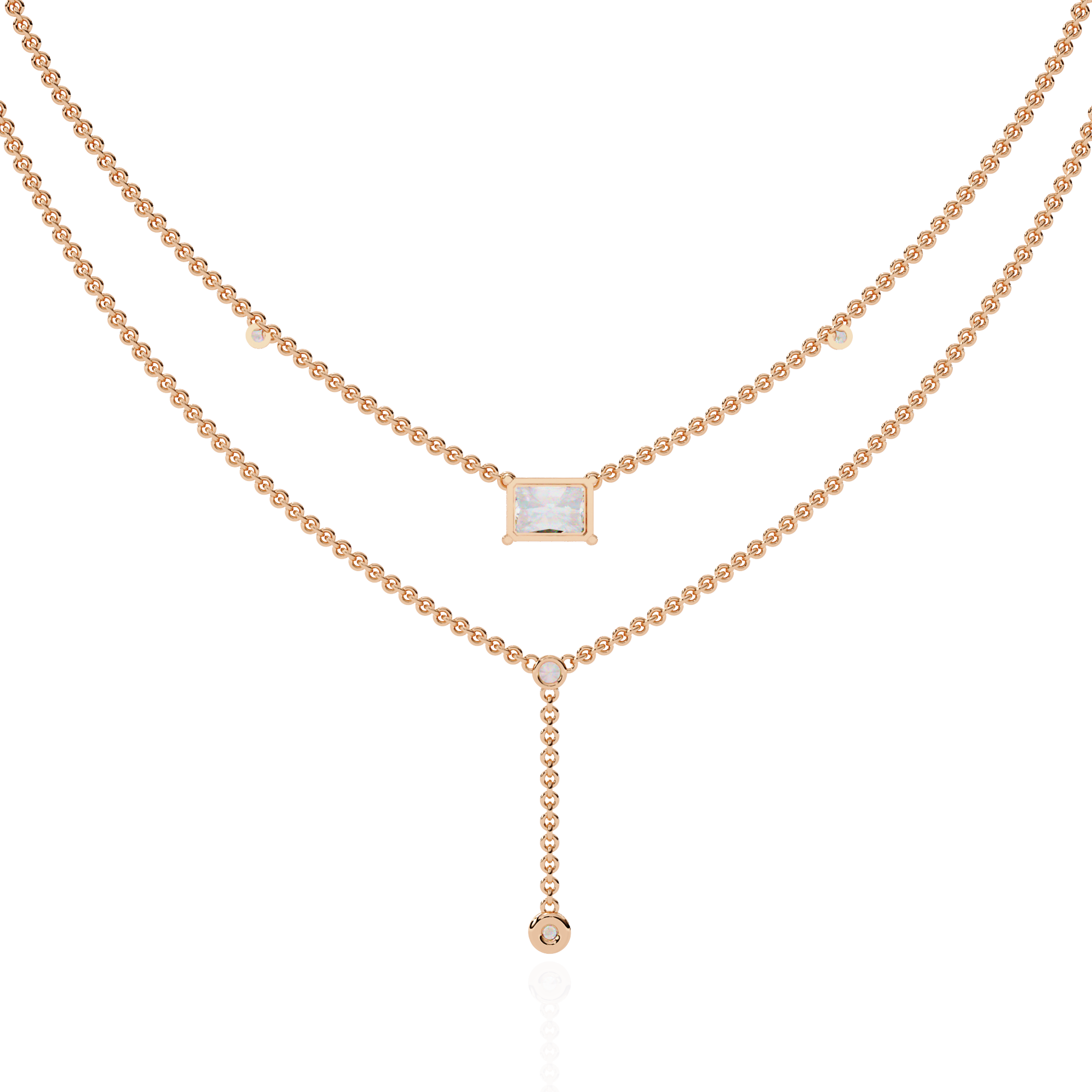 Timeless Elegance Square Cut Cascade Necklace | 925 Sterling Silver