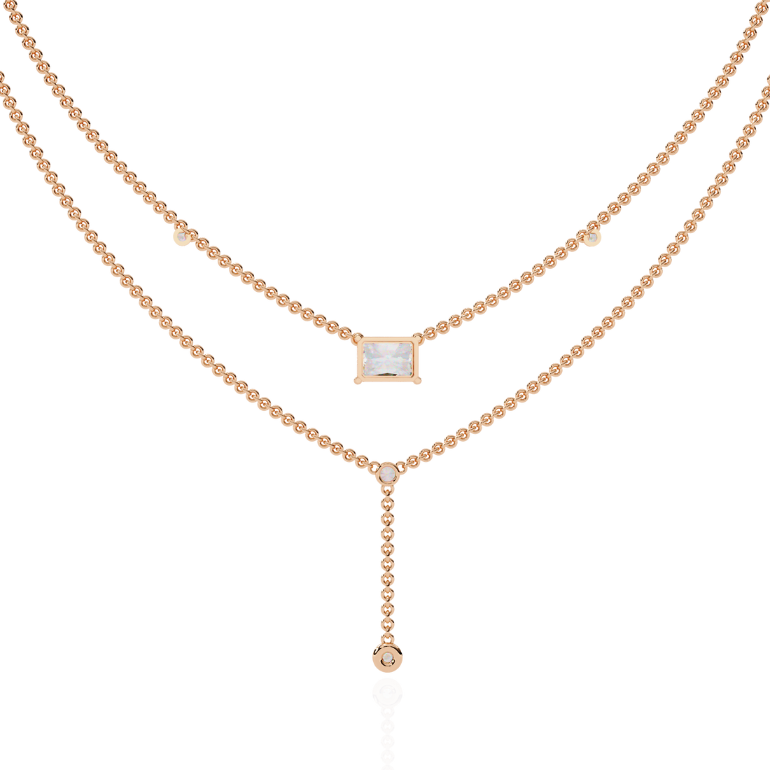 Timeless Elegance Square Cut Cascade Necklace | 925 Sterling Silver