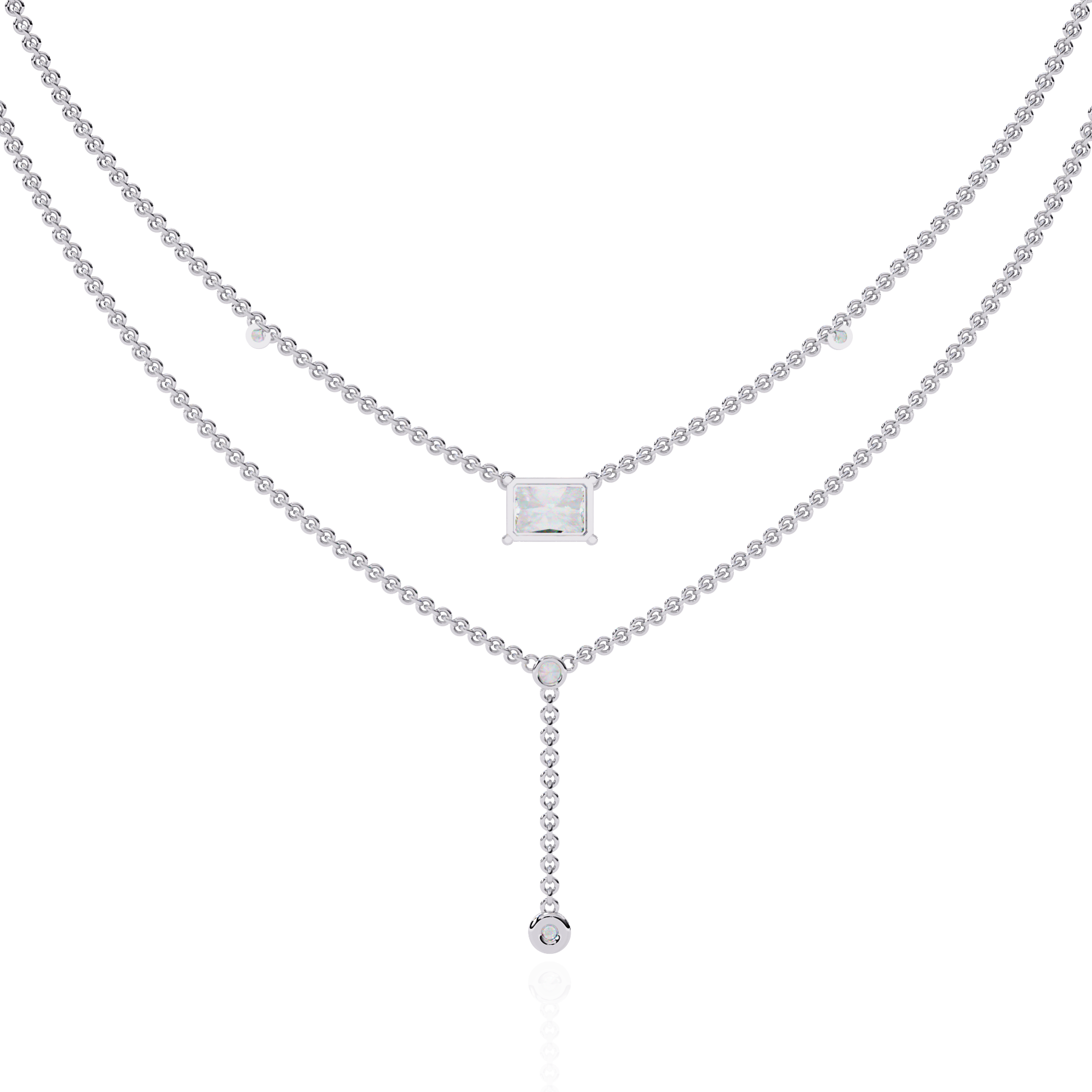 Timeless Elegance Square Cut Cascade Necklace | 925 Sterling Silver