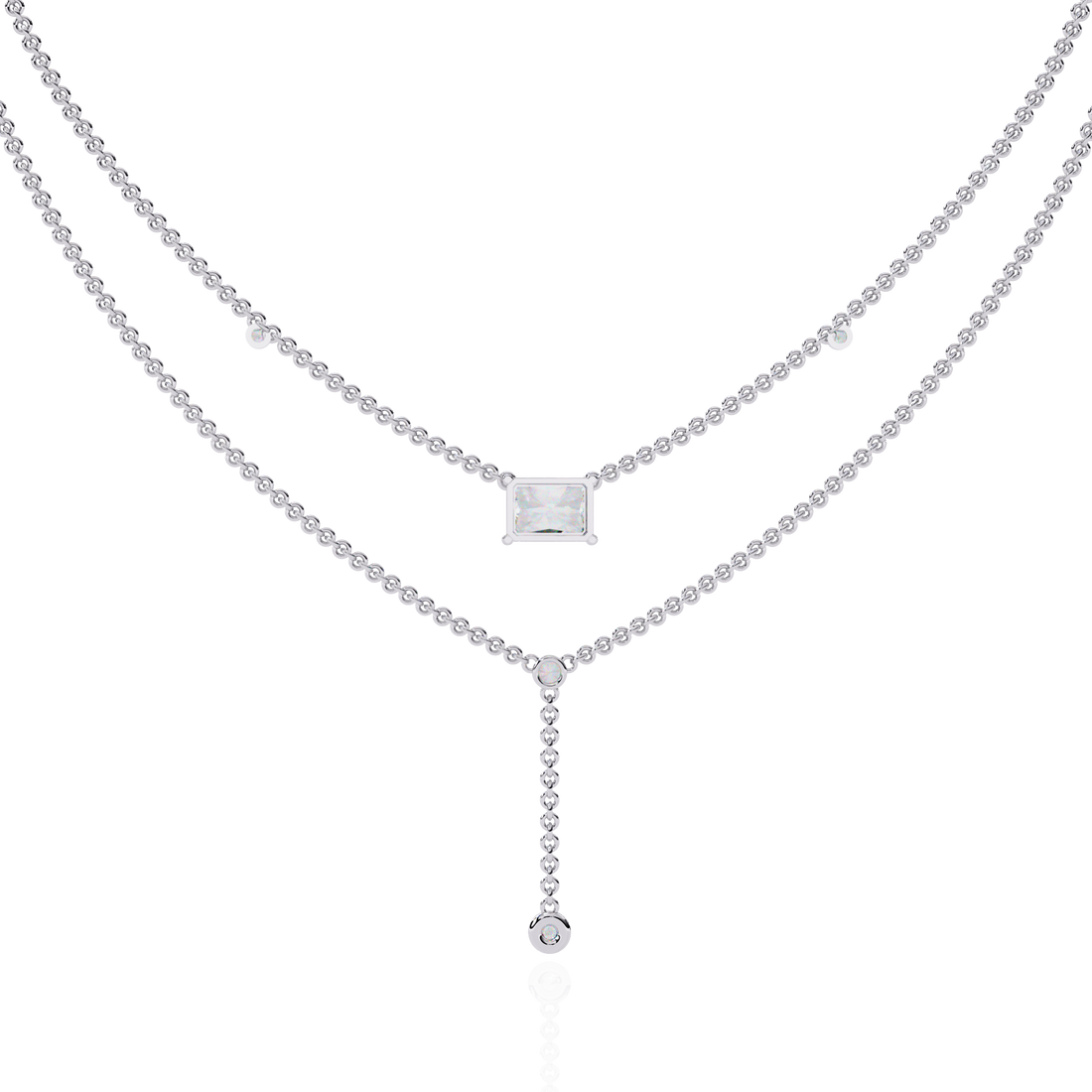 Timeless Elegance Square Cut Cascade Necklace | 925 Sterling Silver