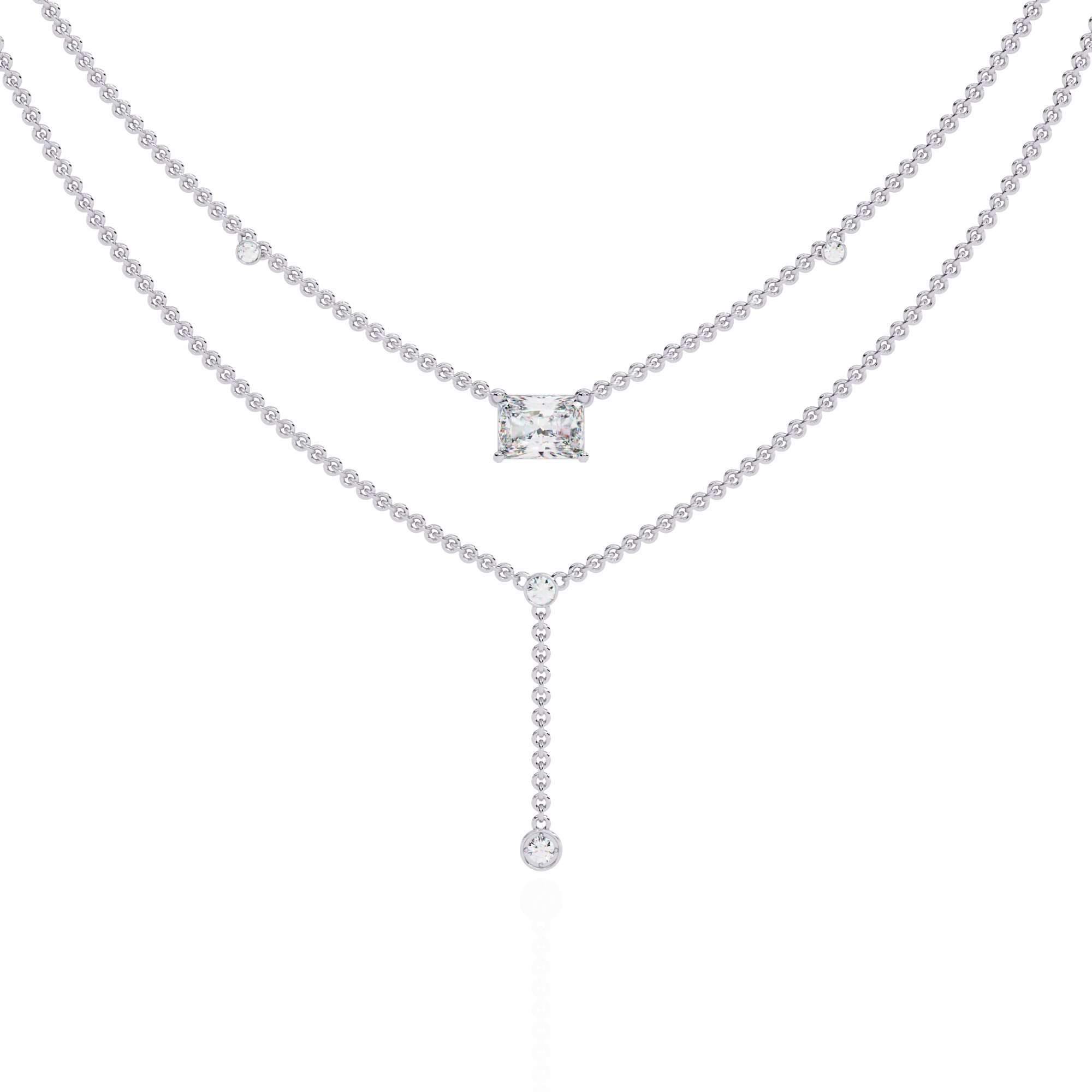 Timeless Elegance Square Cut Cascade Necklace | 925 Sterling Silver