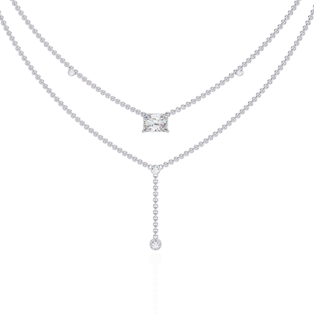 Timeless Elegance Square Cut Cascade Necklace | 925 Sterling Silver