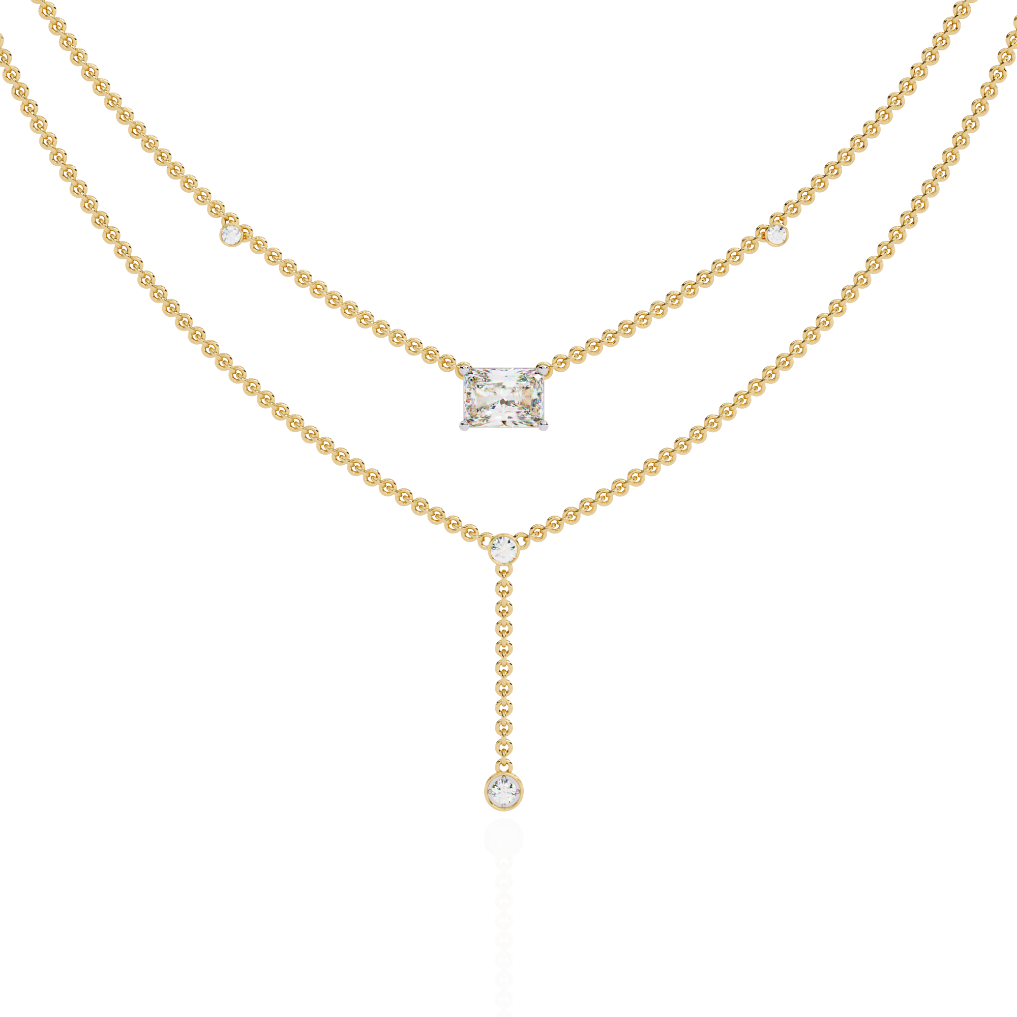 Timeless Elegance Square Cut Cascade Necklace | 925 Sterling Silver