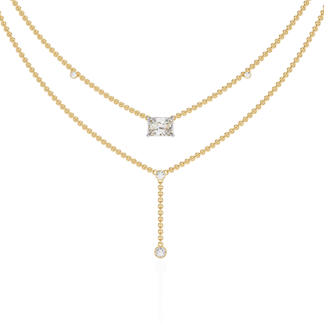 Timeless Elegance Square Cut Cascade Necklace | 925 Sterling Silver