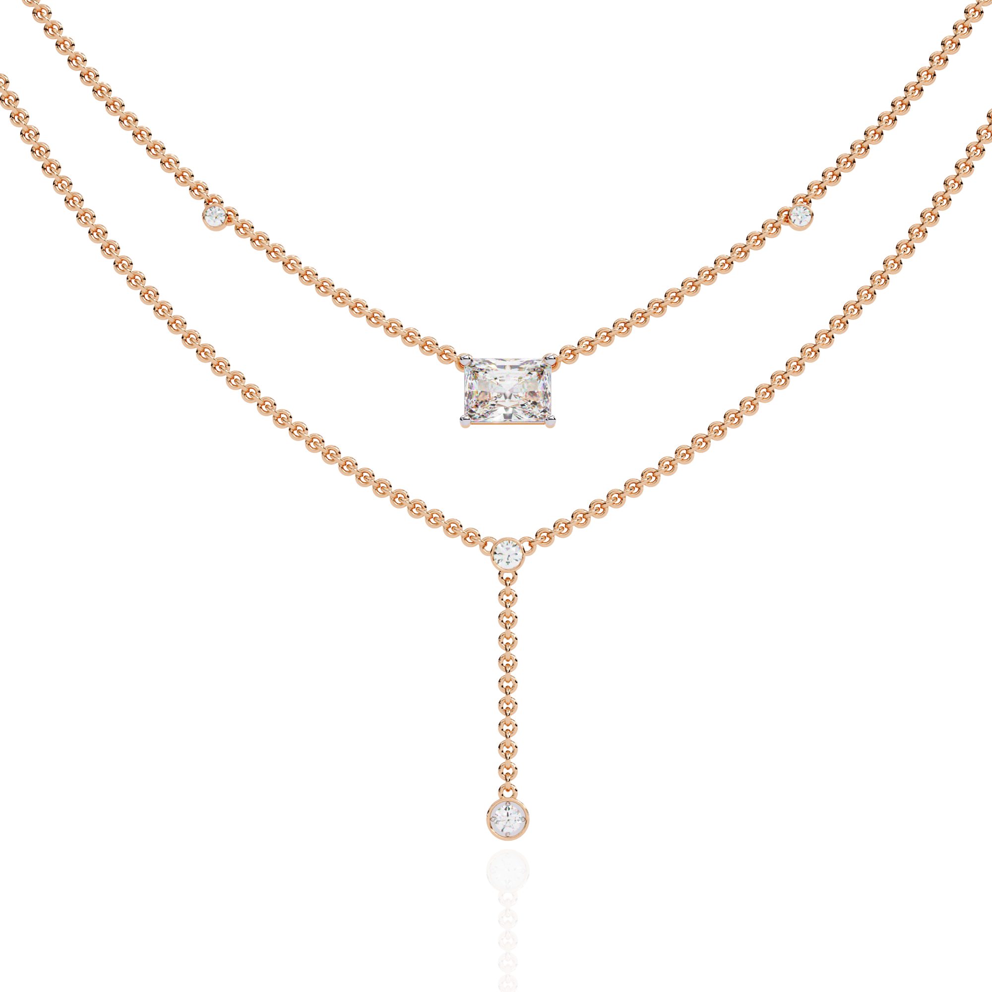 Timeless Elegance Square Cut Cascade Necklace | 925 Sterling Silver