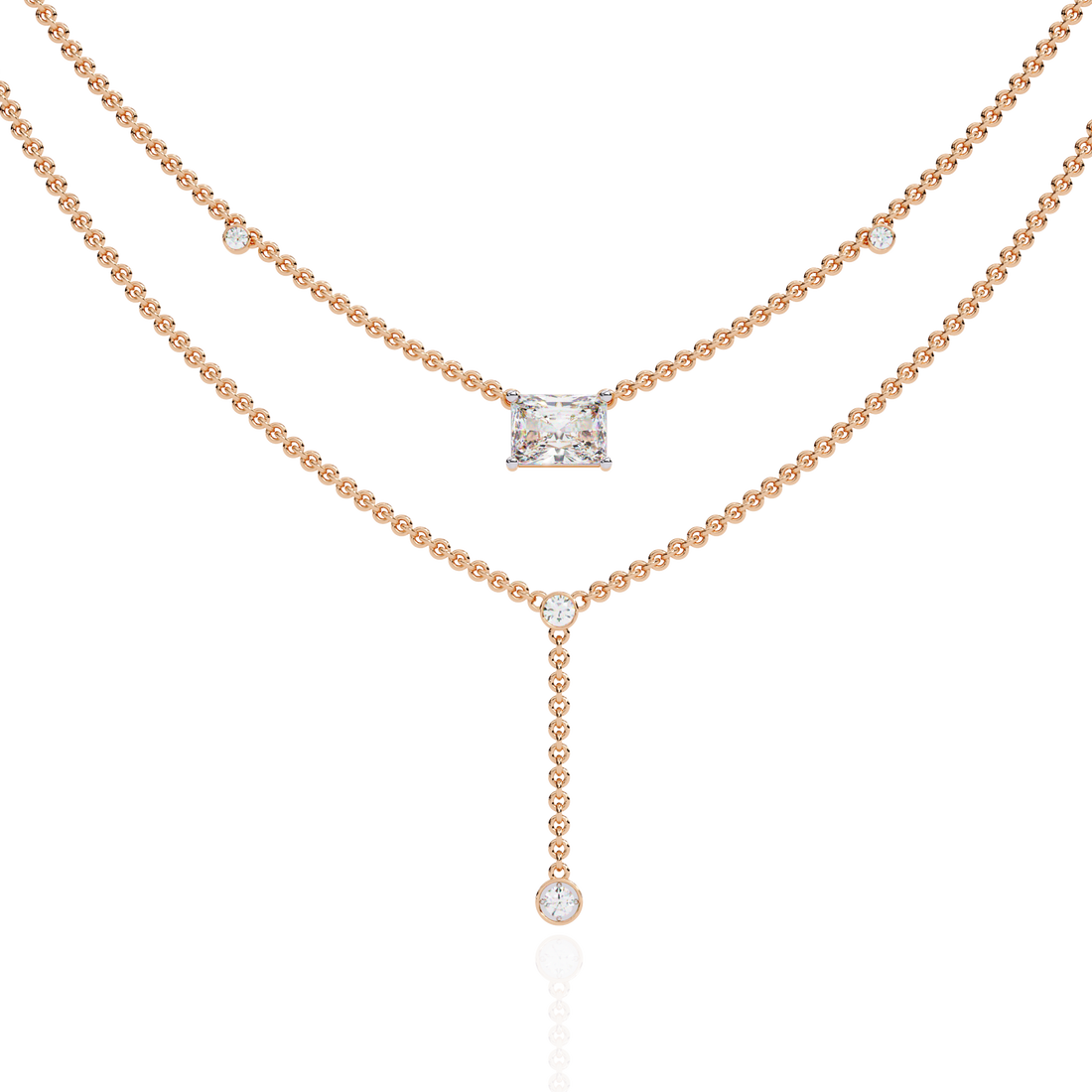 Timeless Elegance Square Cut Cascade Necklace | 925 Sterling Silver