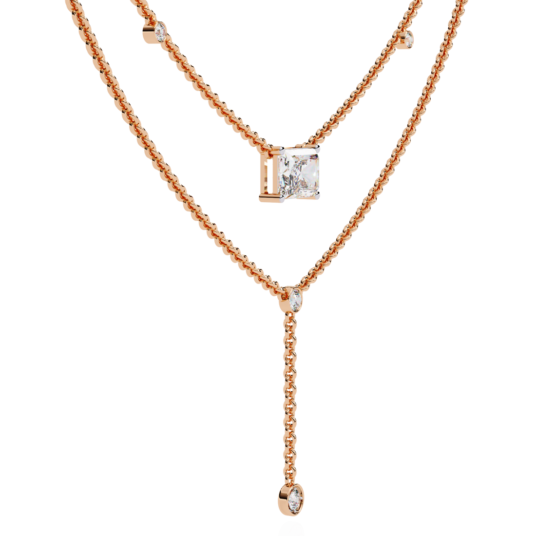 Timeless Elegance Square Cut Cascade Necklace | 925 Sterling Silver