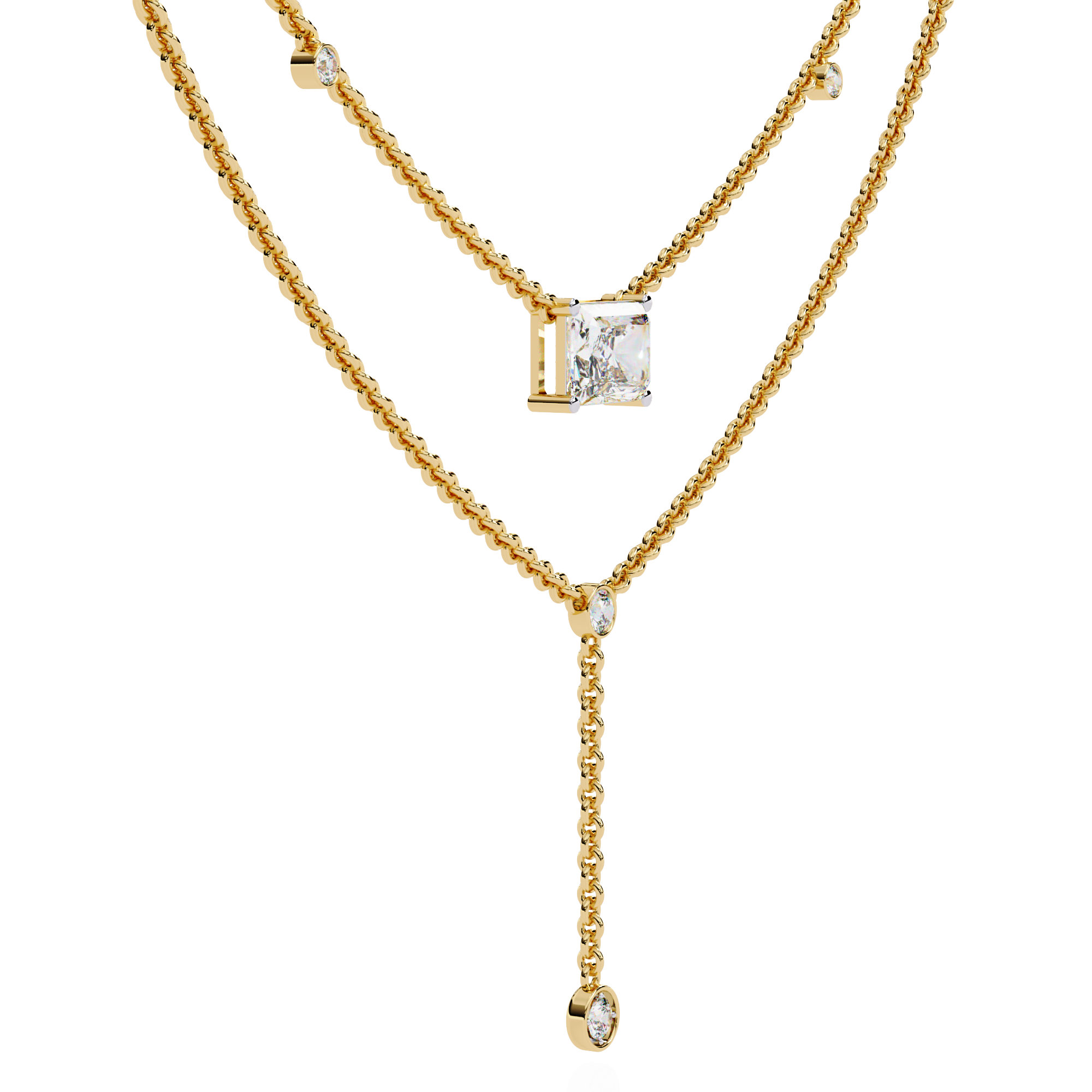 Timeless Elegance Square Cut Cascade Necklace | 925 Sterling Silver