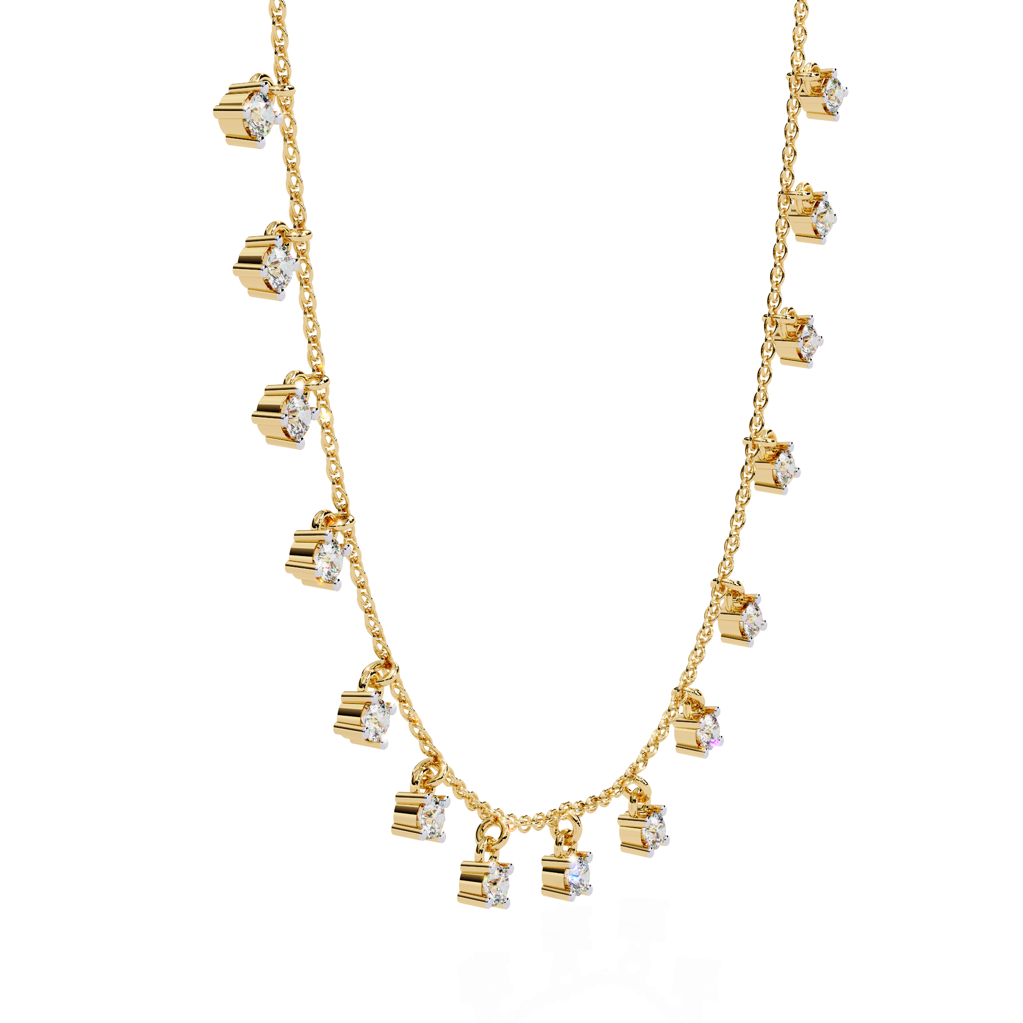 Minimalist Cube Cut Rose Gold Chain Necklace | 925 Sterling Silver