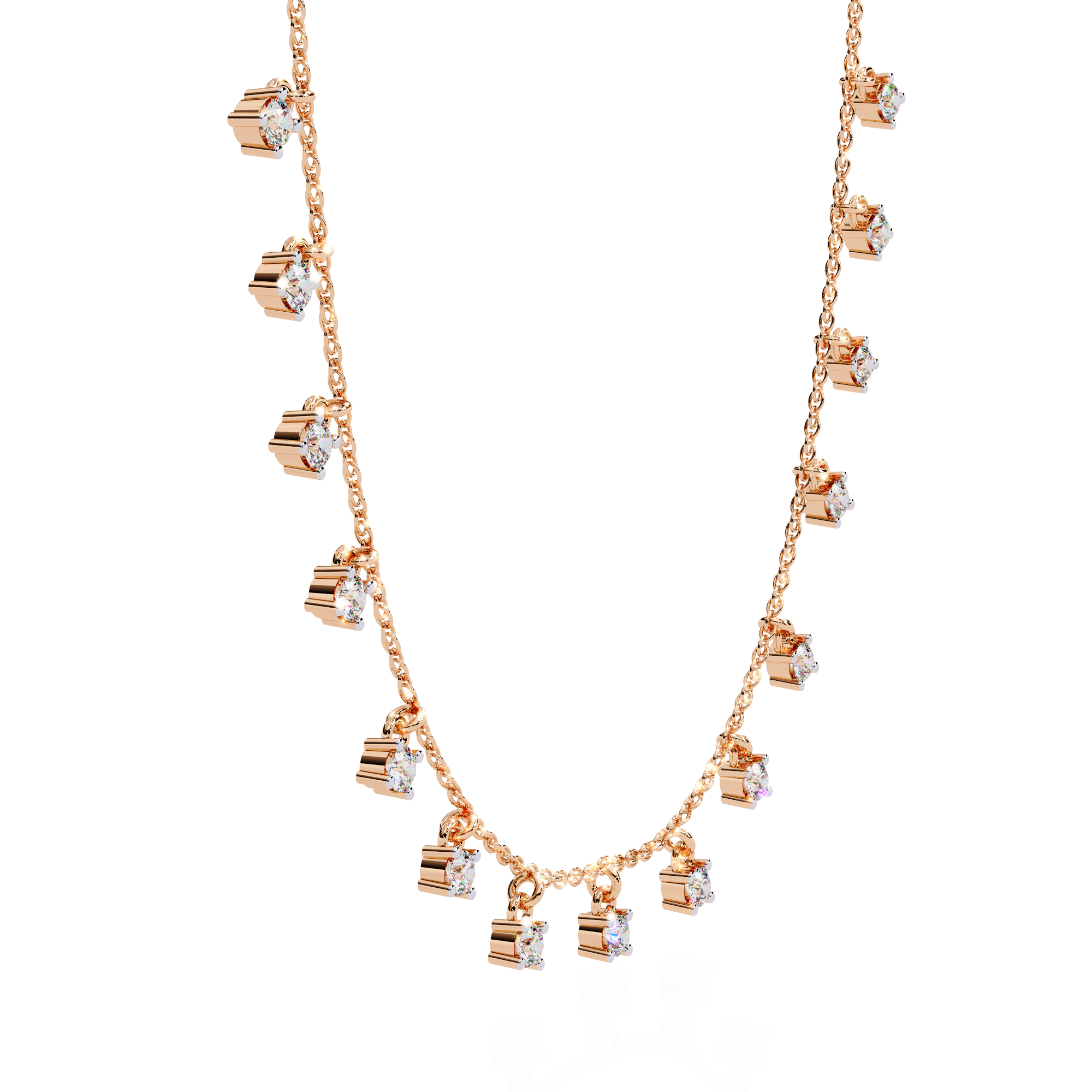 Minimalist Cube Cut Rose Gold Chain Necklace | 925 Sterling Silver