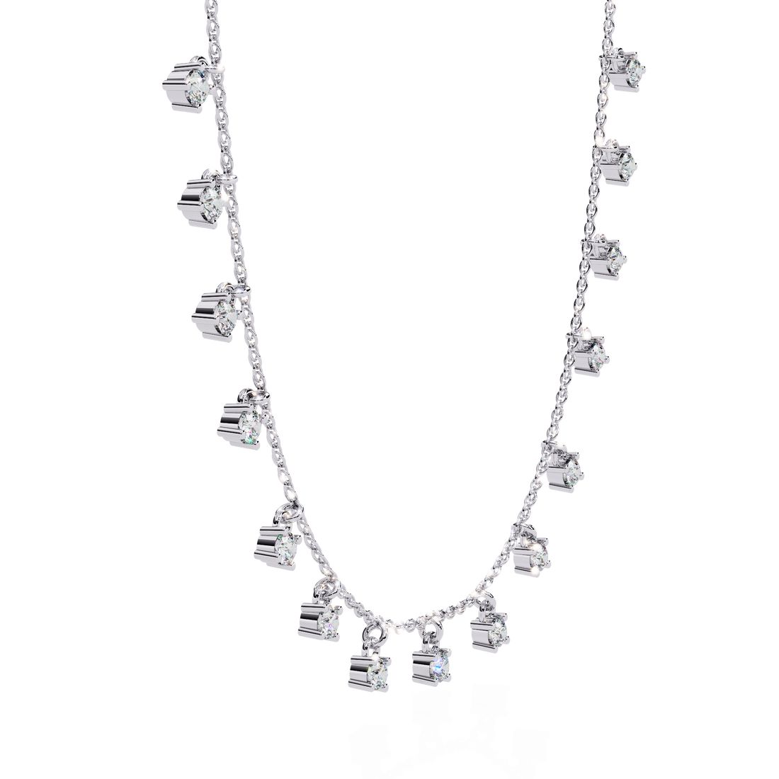Minimalist Cube Cut Rose Gold Chain Necklace | 925 Sterling Silver
