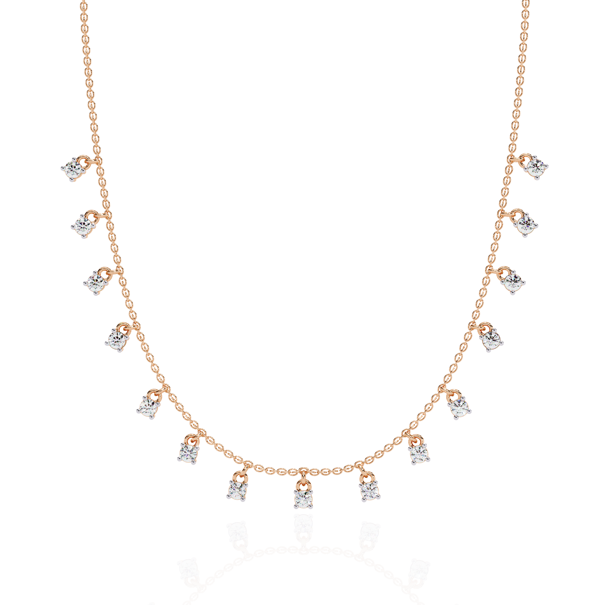 Minimalist Cube Cut Rose Gold Chain Necklace | 925 Sterling Silver